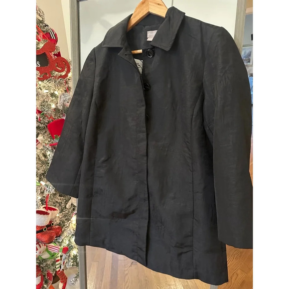 Chico's Jackets & Blazers - Chico's Jacquard Trench Coat Black Size 0